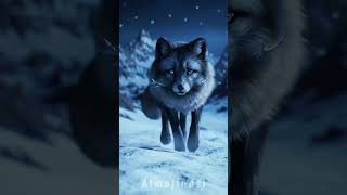 Blue-Eyed Snow Fox & Crystal Horn?! ❄️🦊 #shorts #CuteFox #FantasyAnimal #AIshorts