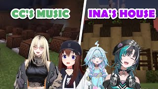 Sora and FlowGlow Amazed by Cecilia's Music & Ina's house in Minecraft【Hololive】