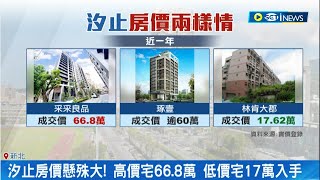 汐止"最貴社區"換人！ 巷弄新建案每坪飆66.8萬 捷運加持房價飆 汐止房價懸殊大！高價宅66.8萬 低價宅17萬入手｜記者 劉馥慈 張庭翔｜【台灣要聞】20240123｜三立iNEWS