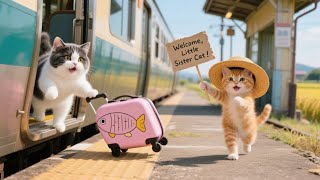 Mama Cat and Ginger Kitten Welcome Best Friend to Play in Japanese Countryside & Kokeshi Doll Magic