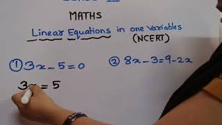 Class 7th Maths|Linear equations in one Variable||NCERT #7thmath #linearequationinonevariable