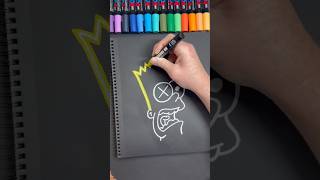 Drawing Bart Simpson with Posca Markers! Glow effect! (#shorts )