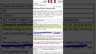 IIT BHU advertisement for JRF position. #iitbhu #miningengineer #jrf2025