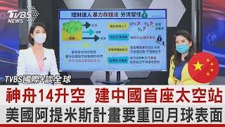 神舟14升空 建中國首座太空站 美國阿提米斯計畫要重回月球表面｜TVBS新聞 2022.06.08【TVBS國際+談全球】