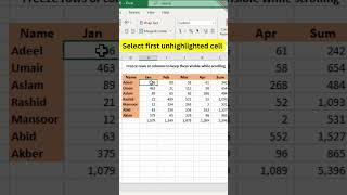 Freeze rows or columns to keep them visible while scrolling #excel #exceltips #exceltricks