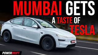 TESLA MODEL Y MEETS MUMBAI ft. Vada Pav | First Drive | PowerDrift