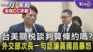 【全程字幕】台美關稅談判算條約嗎? 外交部次長一句話讓黃國昌暴怒｜TVBS新聞 @tvbsnews24live