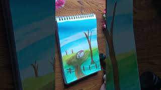 "How to Paint a Simple Scenery in 60 Seconds 🎨 | Easy Art Tutorial #Shorts #art "