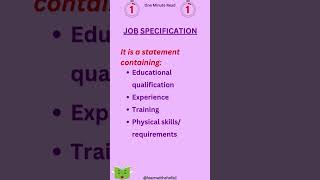 Job Specification I Human Resource Management #hrm #hrmshorts