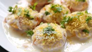 Schezwan dahi puri, spicy dahi puri with schezwan sauce