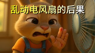 儿童故事｜【安全教育动画】小兔乐乐的电风扇教训！动手前一定要知道的危险⚠️｜皮克斯风格儿童故事