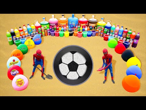 How to Make Football with Orbeez & Cement, Big Balloons Soda, Pepsi, 7up, Fanta, Coca Cola vs Mentos