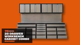 TMG Pro Series 10-FT 20 Drawer Stainless Steel Workbench Cabinet Combo, TMG WBC20DS