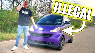 I installed a ILLEGAL LIGHT on my SMART CAR and CRASHED!?