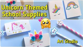 Unicorn SCHOOL SUPPLIES/DIY Kawaii/Back to School/SchoolHacks/Pen decoration,Pencil Box,MiniNotebook