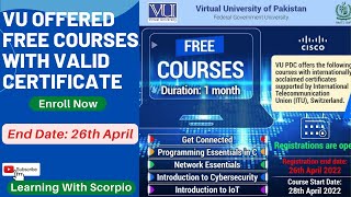 VU Free Courses | VU Online Free Course With Certificates | Free courses |How to apply free courses