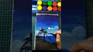 Beautiful night moonlight 🌃 scenery drawing #shorts #moonlightscenery