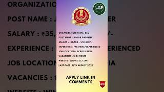 SSC JE 2023 Recruitment Notification Out SSC JE Eligibility, Exam Pattern #ssc #youtubeshorts #jobs