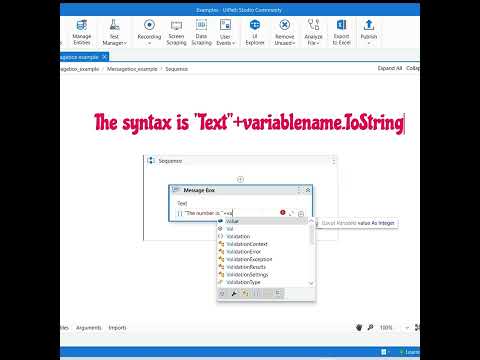 Displaying integer value in message box - UiPath Studio