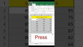 autosum in excel || Alt += || sum shortcutsa-trick-in-excel | Quickly Sum l #excel #virelshorts