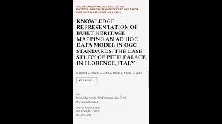 KNOWLEDGE REPRESENTATION OF BUILT HERITAGE MAPPING AN AD HOC DATA MODEL IN OGC STANDA... | RTCL.TV