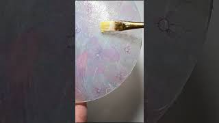 DIY Reverse Decoupage Pastel Floral Plate – Napkin Decoupage on Glass  #diy #haidihai #decoupage