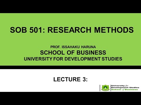 SOB 501 RESEARCH METHODS Lecture 3