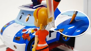 ロボカーポリーの名場面をおもちゃで再現! | 救助隊を塗ろう！| おもちゃあそび | 子供向けアニメ | ロボカーポリー テレビ