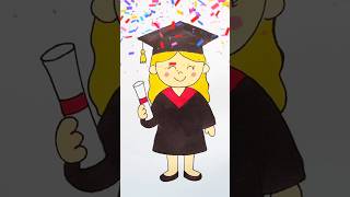 How to Draw a Cute Graduated Girl 👩‍🎓 | Step by Step Drawing for Kids #shorts #kids