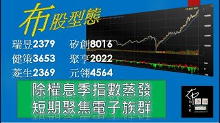 瑞昱 矽創 健策 聚亨 菱生 元翎 除權息季節 電子族群比較有力?2021.7.31[布股型態]