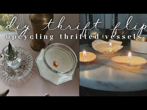 EASY THRIFT FLIP🐚thrifted vessels to candles🐚diy unique & sustainable & affordable candles