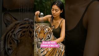 Grace and Power: A Moment of Wild Trust‼️#tiger #beautiful #girl #beautifulgirl #animals