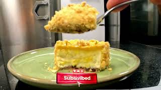 baked cheese cake with mango and passion fruit compote