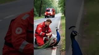 Emergency assistance: Rescue workers assist peacocks in the forest #animals #wildliferescue #shorts