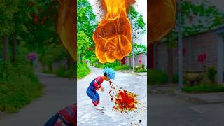 Spiderman angry turn into giant defeat bad guy avenge his teammates #shorts #spiderman #hulk