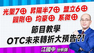 2024.07.05【光聖7⊕、昇陽半7⊕、盟立6⊕、圓剛⊕、均豪⊕、系微⊕！節目教學：OTC未來轉折大預告？！】財富江啟動 江國中分析師