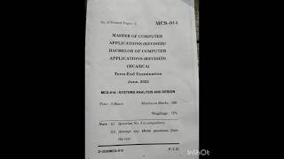 #ignou MCA/BCA #Term-End ExaminationJune,  #mcadegree 2025 #MCS-014: SYSTEMS ANALYSIS AND DESIGN