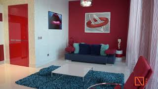 Bright Interior Design for Entertainment area of Water front Penthouse