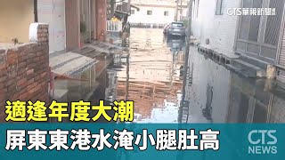 適逢年度大潮　屏東東港成汪洋　水淹小腿肚高｜華視新聞 20230801