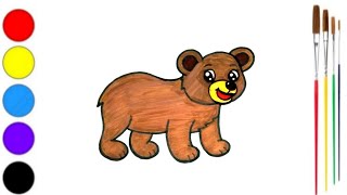 How To Draw And Colour A Bear | Bear Drawing Easy Step By Step | Bear Drawing & Colouring For Kids