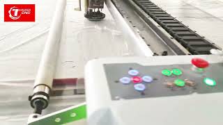 How does the smart cutting machine transform multiple layers of fabric into precise cut pieces
