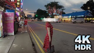 Singapore Geylang District Lorong 6 to Lorong 18 - 4k Night Walking