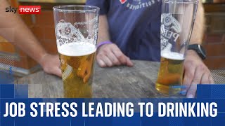 Nearly 64% of UK workers are turning to drink because of job stress, according to a new survey