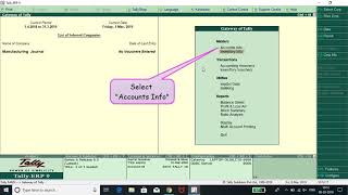 Manufacturing Journal in Tally ERP 9