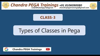 {తెలుగు}Class 3-Types of classes in PEGA by Chandra|| New Batch JAN 22 2025|| +91 8106090080|| #pega