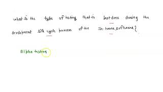 What is the Type of Testing That is Best Done During the Development Life Cycle Process of the In-H…