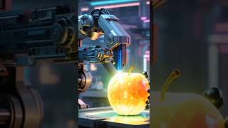 Laser Precision Slice: AI Cuts Crystal Apple with Lightلیزر کی مہار  روبوٹ کی شفاف سیب کی درست کٹائی