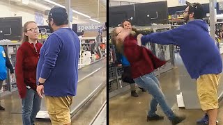Karen SLAPS Him Then Gets Her A$$ WHUPPED!