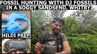 Fossil Hunting with @DJFossils at a very wet and soggy Sandsend, #whitby