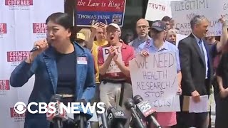 Protestors gather outside courthouse amid Harvard-Trump administration hearing